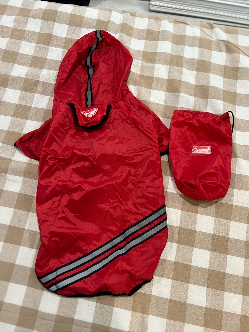 Coleman Red Reflective Dog Raincoat with Pouch